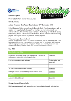 Role Description Down to Earth Farm Animal Care Volunteer Role