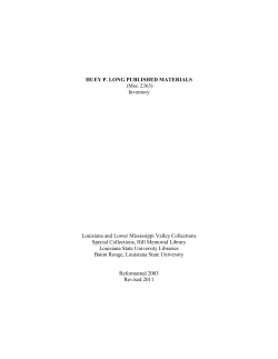 HUEY LONG PUBLISHED MATERIALS - LSU Libraries