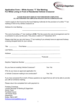 Application Form &ndash; White Access &ldquo;T&rdquo; Bar Marking For White Lining in