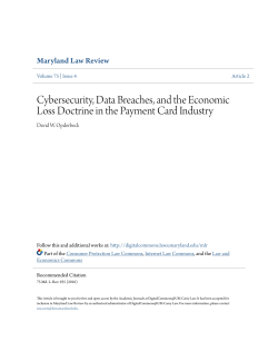 Cybersecurity, Data Breaches, and the Economic Loss Doctrine in