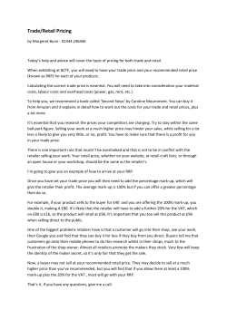 Trade/Retail Pricing by Margeret Bunn - 01444 246446