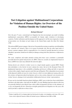 Tort Litigation against Multinational Corporations for Violation of