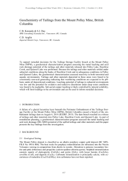 Geochemistry of Tailings from the Mount Polley