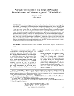 Gender Nonconformity as a Target of Prejudice, Discrimination, and