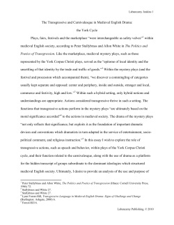 The Transgressive and Carnivalesque in Medieval English Drama