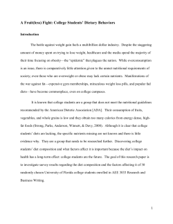 A Fruit(less) Fight: College Students` Dietary Behaviors
