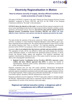 Options for Future European Electricity System Operation - entso-e