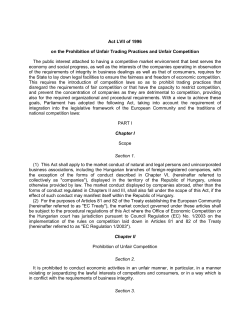 Act LVII of 1996 on the Prohibition of Unfair Trading Practices