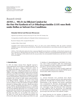 Al (NO3) 3&middot; 9H2O: An Efficient Catalyst for the One