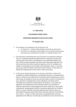 Tom Hayes Sentencing Remarks - Courts and Tribunals Judiciary