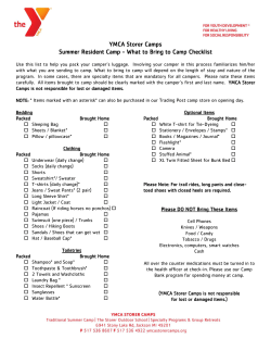 Checklist - YMCA Storer Camps