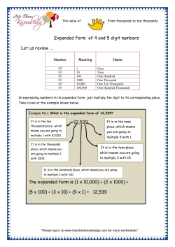 Expanded Form of 4 &ndash; and 5 &ndash; Digit Numbers Worksheet
