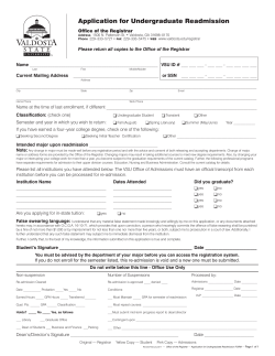 Re-Admission Form for VSU Undergraduates - Valdosta