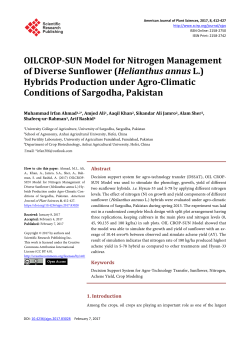OILCROP-SUN Model for Nitrogen Management of Diverse Sunflower