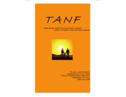 Temporary Assistance to Needy Families: A Guide to Virginia`s Cash