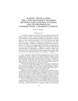 SCHOOL TRUST LANDS: THE LAND MANAGER`S DILEMMA