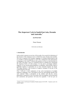 The Jespersen Cycle in South-East Asia, Oceania and Australia.1