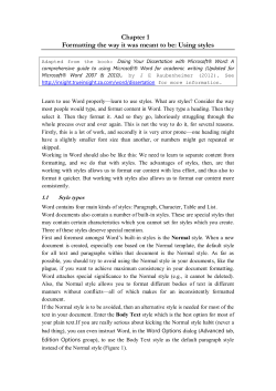 Chapter 1 Formatting the way it was meant to be: Using styles