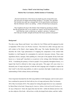 Exploring the `Food Motif` in Songs from the Irish