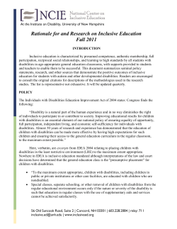 Rationale For and Research on Inclusive Education