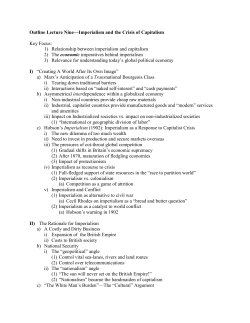 Outline Lecture Nine&mdash;Imperialism and the Crisis of Capitalism Key