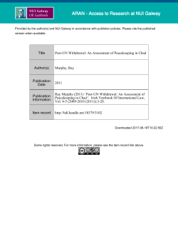 Title Post-UN Withdrawal: An Assessment of Peacekeeping in Chad