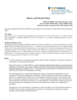 History and Physical Policy