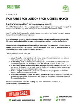 FAIR FARES FOR LONDON FROM A GREEN MAYOR