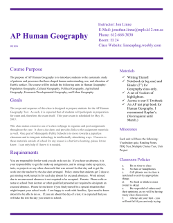 AP Human Geography - Southwest High School
