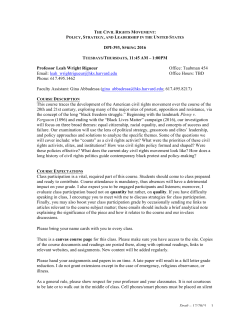DPI-393, SPRING 2016 TUESDAYS/THURSDAYS, 11:45 AM &ndash; 1