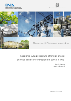 Rapporto sulla procedura offline di analisi chimica della