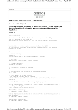 adidas AG: Release according to Article 26, Section