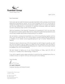 April 5, 2016 Dear Shareholder, Some years ago we made the