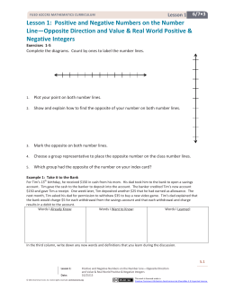 Lesson 1: Positive and Negative Numbers on the Number Line