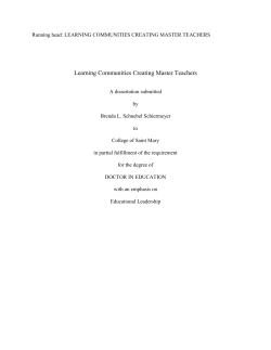 Learning Communities Creating Master Teachers