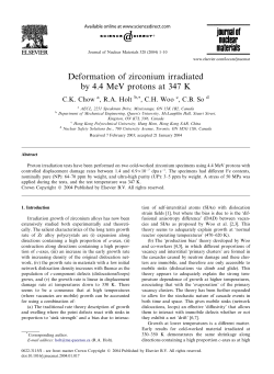 Deformation of zirconium irradiated by 4.4 MeV protons at 347 K
