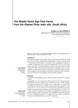 The Middle Stone Age Fish Fauna from the Klasies River main site