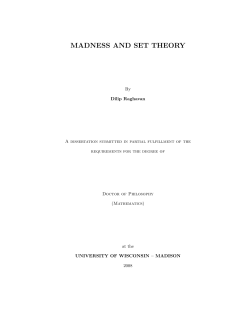 madness and set theory - Department of Mathematics - UW