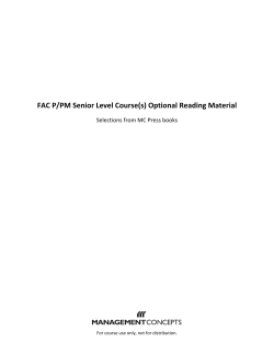 FAC P/PM Senior Level Course(s) Optional