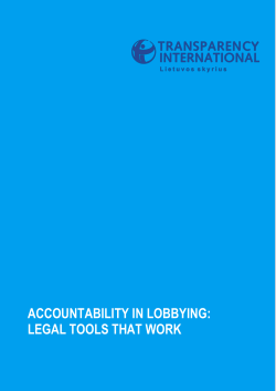 ACCOUNTABILITY IN LOBBYING: LEGAL TOOLS THAT WORK