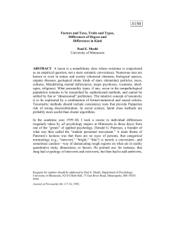 Factors and Taxa, Traits and Types