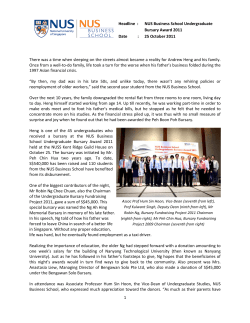 NUS Business School Undergraduate Bursary Award 2010