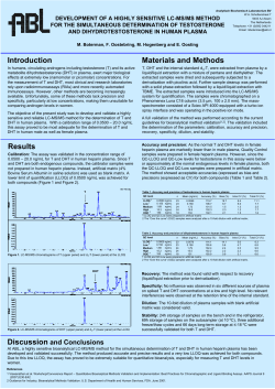 Testosterone - Bioanalysis in human plasma