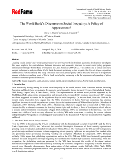 The World Bank‟s Discourse on Social Inequality: A Policy of