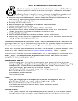 Sarah`s Volunteer Information Packet