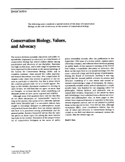 Conservation Biology, Values, and Advocacy