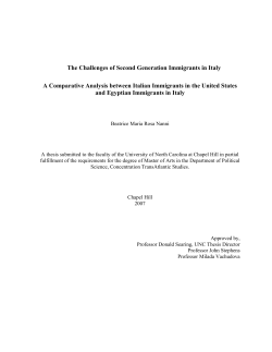 The Challenges of Second Generation Immigrants in Italy A