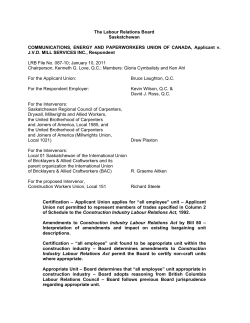 The Labour Relations Board - Saskatchewan Labour Relations Board