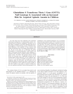 Glutathione S Transferase Theta 1 Gene (GSTT1) Null