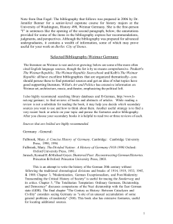 Selected Bibliography-Weima r Germany